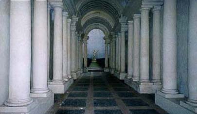 A long hallway of columns...